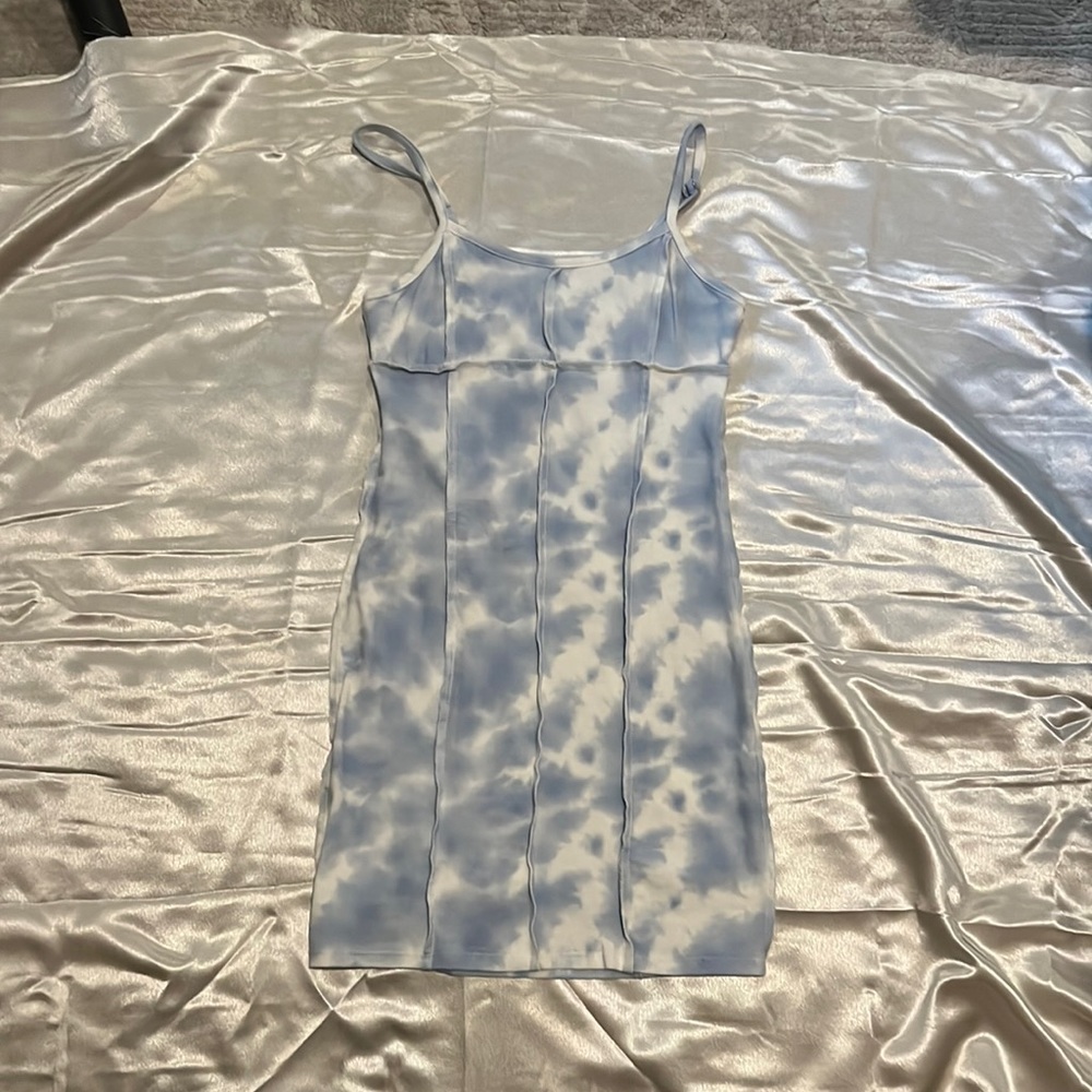 Blue tie dye bodycon dress